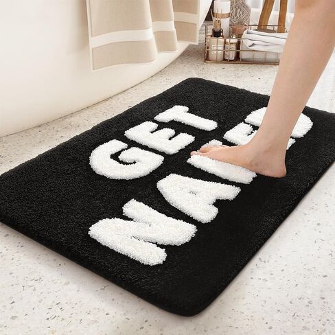 سجادة حمام نظيفة باللون والهندسة: سجاد حمام لطيف ومضحك - بساط حمام غير قابل للانزلاق وقابل للغسل في الغسالة - ديكور جمالي للشقق - 24 بوصة × 36 بوصة in Kuwait