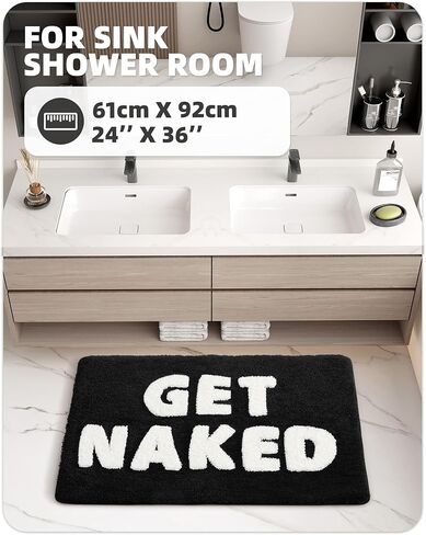 سجادة حمام نظيفة باللون والهندسة: سجاد حمام لطيف ومضحك - بساط حمام غير قابل للانزلاق وقابل للغسل في الغسالة - ديكور جمالي للشقق - 24 بوصة × 36 بوصة in Kuwait
