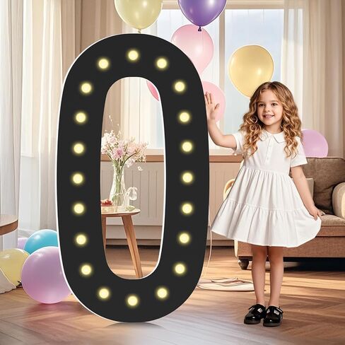 LOBOOM 4FT Marquee Light Up Numbers, Black Giant Marquee Number Big Mosaic Number for 60th Birthday Party Decorations Backdrop Anniversary Decor, Pre-Cut Frame in Saudi Arabia