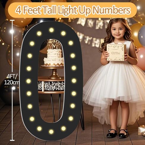 LOBOOM 4FT Marquee Light Up Numbers, Black Giant Marquee Number Big Mosaic Number for 60th Birthday Party Decorations Backdrop Anniversary Decor, Pre-Cut Frame in Saudi Arabia