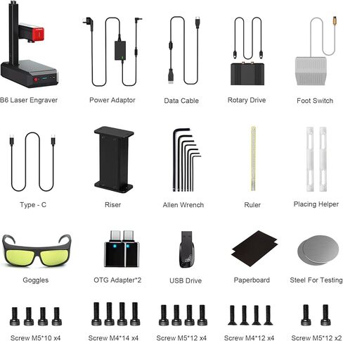 SPANCER B6 60W JPT MOPA FIBER LASER ENGRAVER ، شاشة التركيز التلقائي ، نقاش ليزر محمول ، علامات بالألوان ، 150 مم × 150 مم ، متوافق مع Lightburn ، ليزر للمعادن والبلاستيك ، المجوهرات in Kuwait