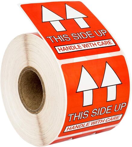 This Side UP - Handle with Care Pre-Printed Labels/Stickers (2" x 2") 1 Roll / 500 Labels per Roll in Saudi Arabia