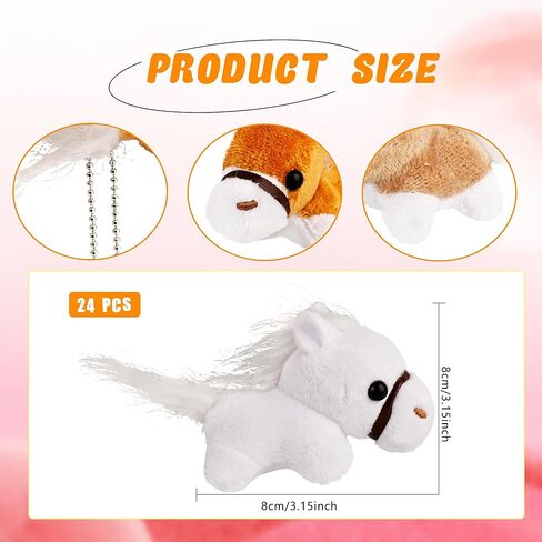 24 PCS 3.2 بوصة مصغرة حيوانات حصان ألعاب فخور حيوانات حصان الحصان يفضل سلسلة مفاتيح الحصان الصغيرة المحشو للمزرعة لحشو حقيبة جيدة ، 4 ألوان in Kuwait