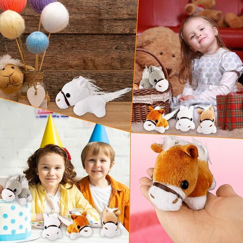 24 PCS 3.2 بوصة مصغرة حيوانات حصان ألعاب فخور حيوانات حصان الحصان يفضل سلسلة مفاتيح الحصان الصغيرة المحشو للمزرعة لحشو حقيبة جيدة ، 4 ألوان in Kuwait