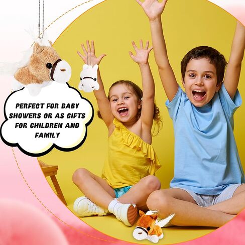 24 PCS 3.2 بوصة مصغرة حيوانات حصان ألعاب فخور حيوانات حصان الحصان يفضل سلسلة مفاتيح الحصان الصغيرة المحشو للمزرعة لحشو حقيبة جيدة ، 4 ألوان in Kuwait