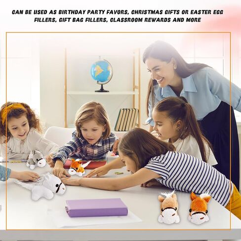 24 PCS 3.2 بوصة مصغرة حيوانات حصان ألعاب فخور حيوانات حصان الحصان يفضل سلسلة مفاتيح الحصان الصغيرة المحشو للمزرعة لحشو حقيبة جيدة ، 4 ألوان in Kuwait