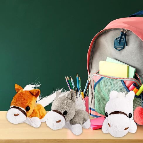 24 PCS 3.2 بوصة مصغرة حيوانات حصان ألعاب فخور حيوانات حصان الحصان يفضل سلسلة مفاتيح الحصان الصغيرة المحشو للمزرعة لحشو حقيبة جيدة ، 4 ألوان in Kuwait