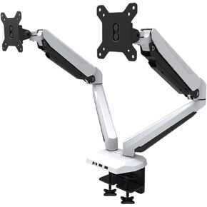 Dual-Screen air Pressure Computer Screen Monitor GM224U Lifting and Rotating Desktop Heightening Aluminum Alloy Hanger(White)