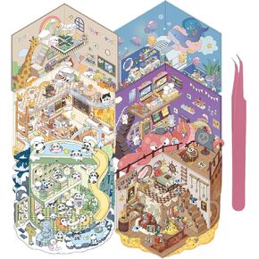 6 Sets DIY 3D Scene Sticker Therapy Stickers Make Your Own Isometric Stickers for Kids Cute Cartoon Animal Stickers for Girls 3D Stickers for Scrapbooking