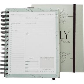 Paper 'n Such Daily Planner Undated To Do List- School and Office Supplies -Organize Tasks and Boost Productivity – Work Journal - Spiral Green Notebook