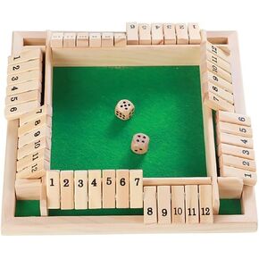 Shut The Box Game 12 Numbers, Shut The Box Dice Game Wooden Board Table Close The Box 2-4 Player 2 Dices Classics Close The Box Board Game for Adults Kids, Family Classroom Home or Bar