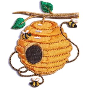 Honey Bees Nest Hornet Wasp Insect Retro Fun Wildlife DIY Embroidery Crafting Embroidered Appliques Iron-on Patch S-1678