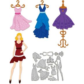 GLOBLELAND Lady Dress Hanger Skirt Cutting Dies for DIY Scrapbooking Metal Princess Dress Die Cuts Embossing Stencils Template for Paper Card Making Decoration Album