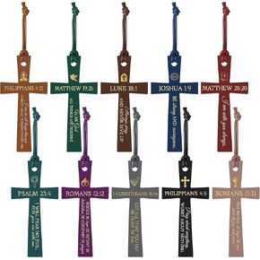 10 pcs Christian Bookmarks Bible Verses Leather Cross Bookmarks Inspirational Scripture Book Marks Religious Christian Gifts for Women Men Book Lovers Church Club Supplies(Boho)