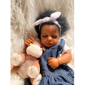 Reborn Baby Dolls Black Girl 20 Inch Baby Doll Sleeping Reborn Newborn Babies That Look Real Soft Body Bebes Silicone Reborns Toys Cute Toddler Doll Girls Gifts Age 5+