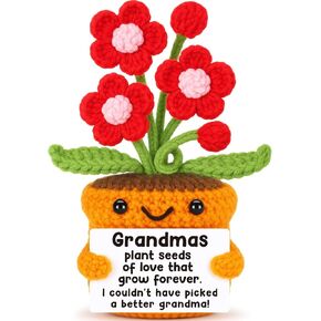 Agantree art Gift for Grandma from Granddaughter or Grandson, Birthday, Grandparents Day, Retirement or Christmas Sentimental Gift for Grandmother Nana Handmade Crochet Flower