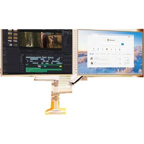 Computer Monitor Dual Screen Bracket Upper and Lower Screen Notebook with Column Lifting Desktop Desktop Base 9KG Load-Bearing(Black) in Kuwait