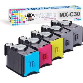 MADE IN USA TONER Compatible Replacement for Sharp MX-C30NT, MX-C250F, C300P, C300W, C301W, C303W, C304W, C305W, C306W (Black, Cyan, Yellow, Magenta, 4 Pack)