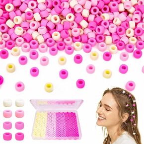 300PCs Silicone Pony Kandi Beads 6x9mm with Container, Purple Black Soft Beads for Bracelet Making, Hair Braiding, DIY Jewelry Crafts, Keychains, Pen Decorations & Ornament Supplies