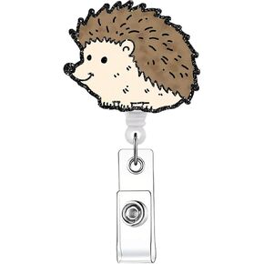 Hedgehog Badge Reel Retractable Cute ID Card Badge Holder with Sturdy Alligator Clip Name Nurse Decorative Badge Reel Clip for Nurse Office Women Men