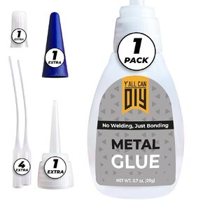 Y'allCanDiy Super Glue for Metal 1 Pk x .7 Oz. (20g)– High-Strength Formula, Instant Bond for Stainless Steel, Aluminum, Jewelry, Glass & Crafts, Waterproof, Precision Tip for Easy Control