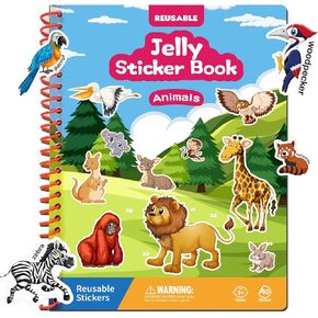 Jelly Reusable Sticker Books for Toddlers 2-4 Years, Animals Themed Stickers for Kids, Waterproof Sticker Books for Toddlers 1-3, Birthday Gifts for Kids Toddler Boys Girls Travel Toys