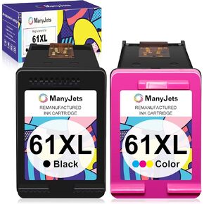 Remanufactured 61XL Ink Cartridges Replacement for HP 61 XL 61XL Work with HP Envy 4500 5530 OfficeJet 4630 Deskjet 1000 1010 1510 1512 2050 2540 3050 3510 Series Printer (1Black, 1Tri-Color)