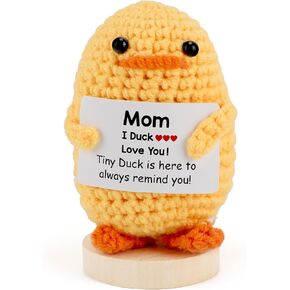 Gifts-for Mom, Emotional Support-Nuggets-Positive-Duck, Funny Encouraging Plush Animals, Mini Cute Knitted Crochet Dolls, Handmade Birthday Gifts from Kids/Daughter/Son, Mothers Day - i Love You Mom
