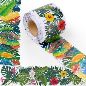 72ft Tropical Bulletin Board Border Green Plant Die-Cut Rolled Two-Sided Printed Greenery Leaves Trim Back to School Decorations for Classroom Party School Offices Home Wall Decor