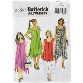 BUTTERICK PATTERNS B5655 Misses'/Women's Top, Dress and Pants, Size B5 (8-10-12-14-16)