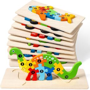 6 Pack Wooden Vehicle Toddler Puzzles for Kids Ages 2 3 4 5 6, Baby Montessori Toys for Kids Age 2-4 Years, Transport Vehicles Learning Jigsaw Toys for Boy Girl Ideal Gift