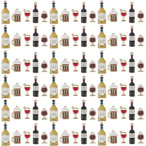 Youdiyla 50pcs Alloy enamel red wine bottle series Pendant Jewelry Making DIY Keychain Earrings Pendant Various Design Charms for Jewelry Making Bracelets Necklace (SN547)