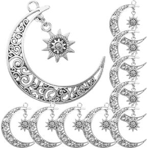 10 Pcs Moon Charms Pendants Moon Sun Charms Jewelry Making Supplies for Bracelets Necklaces Crafts