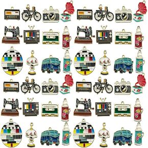 Youdiyla 50pcs Alloy enamel red wine bottle series Pendant Jewelry Making DIY Keychain Earrings Pendant Various Design Charms for Jewelry Making Bracelets Necklace (SN547) in Kuwait