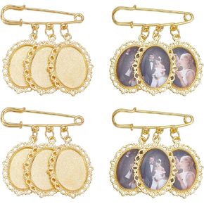 UNICRAFTALE Wedding Boutonniere Making Kit Stainless Steel Blank Oval Pin Brooch Wedding Photo Brooch Charm for Photo Charm Wedding Party