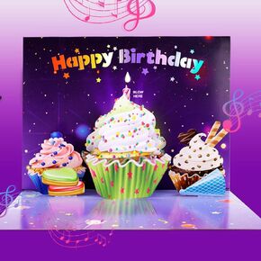 3D Popup Happy Birthday Card | Musical Lights Up Greeting Cards | Blow Out the Candle| Candle Cake Pop Up Card | Plays Happy Birthday Song | Perfect for Women, Men, Kids & Loved Ones