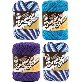 Bulk Buy: Lily Sugar 'n Cream Limited Edition 100% Cotton Yarn (Coordinated 4-Pack) (Moondance x 2, Hot Blue, Grape)4