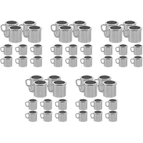 LOGOFUN 50 pcs Mini Coffee Cup Miniature Dollhouse Coffee Mugs Alloy Tiny Tea Mugs for DIY Craft Dollhouse Kitchen Accessories - 0.39X0.31X0.31in
