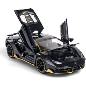 Toy Cars Model Lambo Sports Race Car 1/24 Black Alloy Collectible Diecast Vehicles with Sound and Light