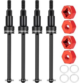 Steel CVD Drive Shaft Front and Rear CVD Driveshaft Wheel Hex Adater Set for Arrma 1/18 Granite Grom Typhon Grom Mega 380 Upgrade Parts (Black)