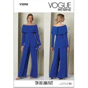 McCall's Misses' Off-The-Shoulder Top and Wide Leg Pull-on Pants Sewing Pattern Packet by Tom and Linda Platt, Design Code V2098, 18-20-22-24-26, Multicoloured