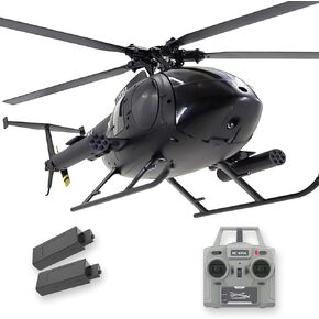 C189 Large Hobby Remote Control Helicopter Add Optical Flow Positioning MD500 RC Heli 2Batteries Aileronless Maintain Altitude Hover (RTF Black 335MM)