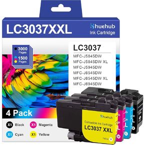 LC3037 LC3037XXL Super High-Yield Ink Cartridges BK/C/M/Y Replacement for Brother LC3037 XXL LC3037BK LC3037C LC3037M LC3037Y Ink for MFC-J5845DW MFC-J5945DW MFC-J6545DW MFC-J6945DW Printer
