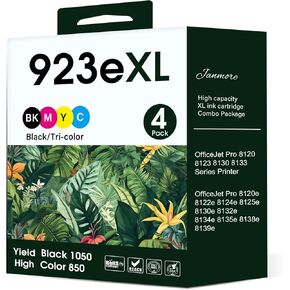 923XL 923e Ink Cartridge Compatible for HP 923 Ink Cartridges for hp Ink 923 hp923XL Combo Pack Compatible with OfficeJet Pro 8120 8122 8124 8125 8130 8132 8134 8135 8138 8139 Series Printer(BCMY)