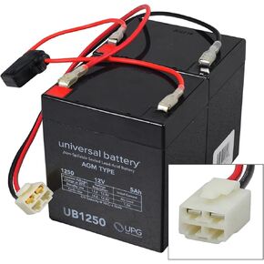 AlveyTech 24 Volt 5 Ah Battery Pack (with Harness) - Fits the Razor Crazy Cart and Drift DLX, Drifting Kart, Replacement Rechargeable SLA AGM Deep Cycle Set of x2 (12V) Batteries, Electric Power Parts