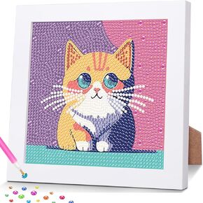 hkejoi Butterfly Diamond Art Painting Kits for Kids with Frame,Butterfly Diamond Art for Kids Ages 4-6-8-12,Easy Kids Gem Art Kit with Cartoon Box for Gift Home Wall Decor 7x7 inch