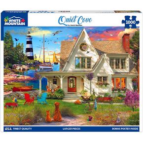 White Mountain Quiet Cove Spring Puzzles 1000 Pieces Scenic Lighthouse Beach Puzzle for Adults and Family