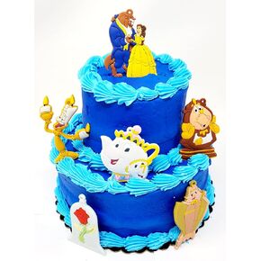 Beauty and the Beast Cake Topper with Belle, Beast, Mrs Potts, Lumiere and Friends (B136)
