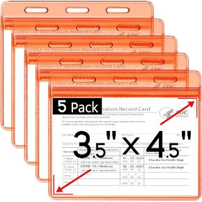 Vaccine Card Protector 4 X 3 to 4.5 X 3.5 Inches Immunization Record Card Holder Horizontal Clear Sealable Plastic Sleeves, ID Card Holder for Student, Work, Office ID¡¯s Event & Travel Passes