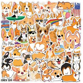 Welsh Corgi Dog Stickers, 110 Pcs Kawaii Pack for Kids Teens Adults, Funny Waterproof Vinyl Decals for Water Bottles Luggage Computer Skateboard Laptop Guitar